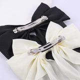 Elegante fita laço grampo de cabelo para mulheres, solid bowknot cetim hairpin, presilhas para meninas, acessórios rabo de cavalo, moda, 2 peças por conjunto - Minha loja